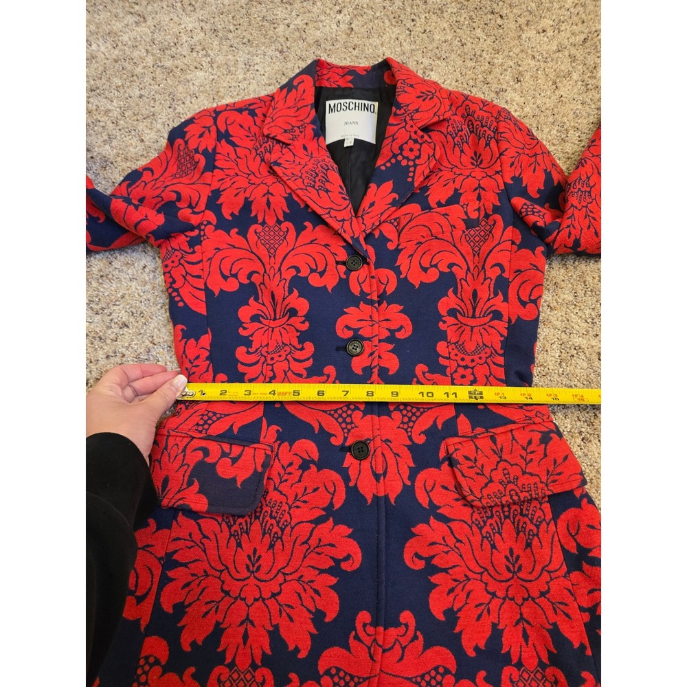 Moschino Jeans Made In Italy Red Blue Damask Print Blazer‎ Jacket Size 8 - Picture 10 of 10